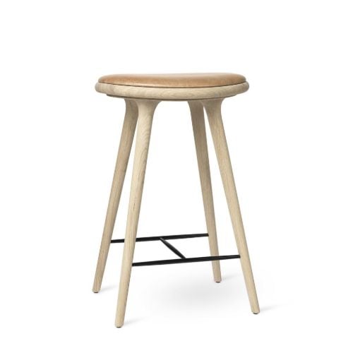 Mater High Stool H: 69 cm - Sæbebehandlet Eg / Natur Læder