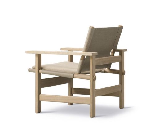 Fredericia Furniture 2031 The Canvas Chair von Børge Mogensen SH: 41,5 cm – Natürliches Canvas/Seifenbehandelte Eiche