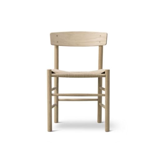 Fredericia Furniture 3239 J39 Mogensen Spisebordsstol SH: 46,5 cm - Sæbebehandlet Eg/Natur Flet
