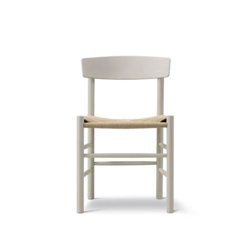 Fredericia Furniture 3239 J39 Mogensen Spisebordsstol SH: 46 cm - Pebble Grey Bøg/Naturfarvet Flet
