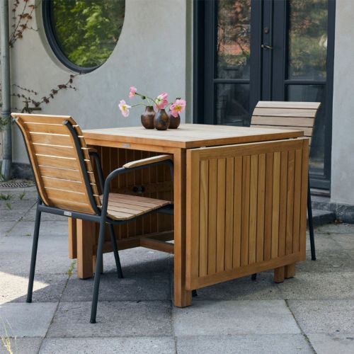 Mandalay Cambridge Klapptisch L: 200 cm und 2 Bellevue Stühle – Teak/Anthrazit