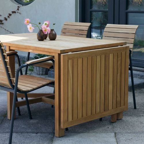 Mandalay Cambridge Klapptisch L: 200 cm und 4 Bellevue Stühle – Teak/Anthrazit
