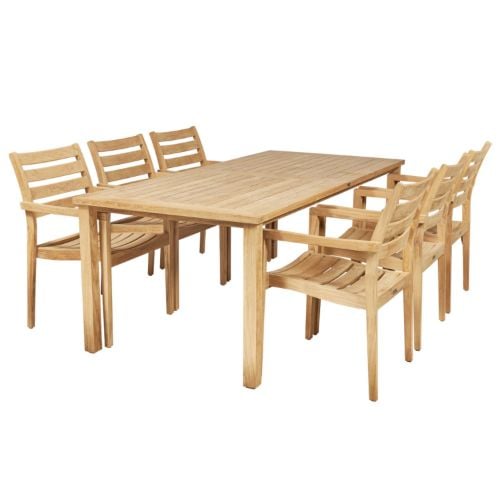 Mandalay Havemøbelsæt Cambridge L: 200 cm og 6 Stk. York Stole - Teak UDSOLGT FOR SÆSON 2026