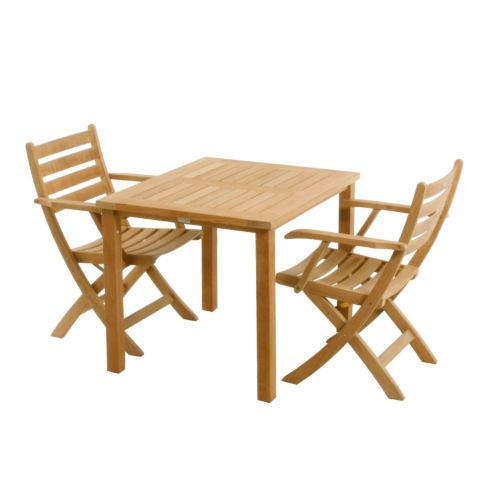 Mandalay Havemøbelsæt Cambridge L: 90 cm og 2 Stk. Dian Foldestole Med Armlæn - Teak 