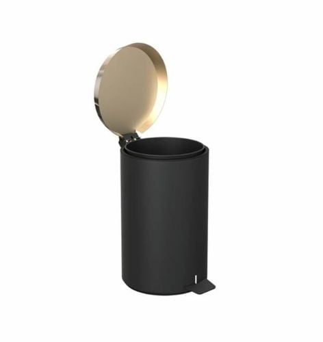 FROST Treteimer 350 Medium 10L – Mattschwarz/Poliertes Gold