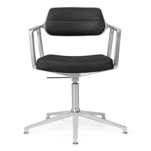 Vipp 453+ Swivel Stol u. Hjul - Aluminium/Sort Læder 