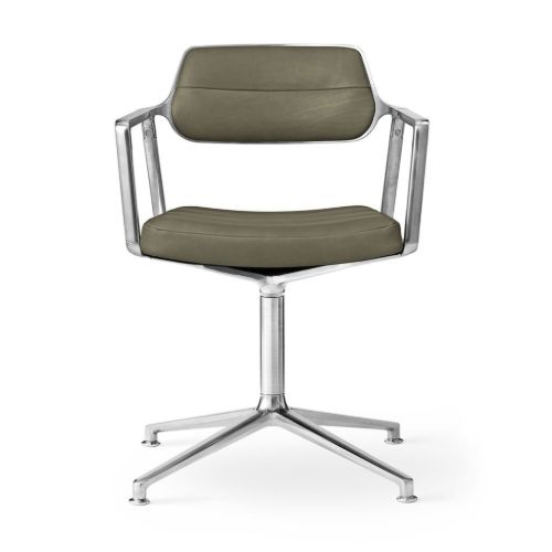 Vipp 453 Swivel Stol u. Hjul  - Aluminium/Bosco Green