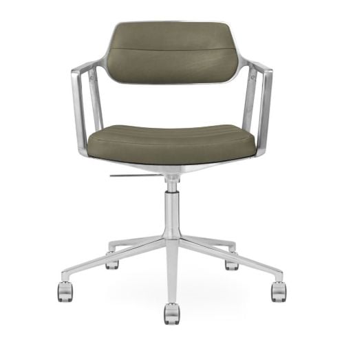 Vipp 453+ Swivel Stol m. Hjul - Aluminium/Bosco Green Læder