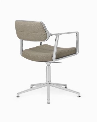 Vipp 453+ Drehstuhl ohne Rollen - Aluminium/Textil in dunklem Sand