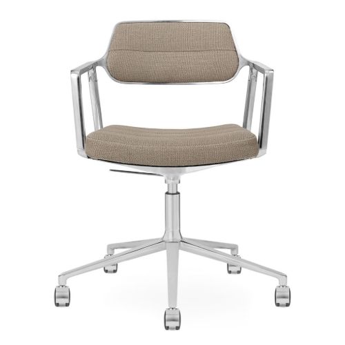 Vipp 453+ Swivel Stol m. Hjul - Aluminium/Dark Sand Textile