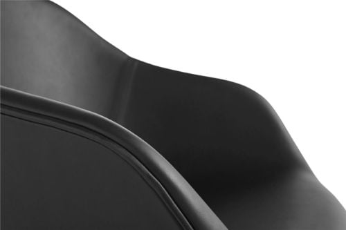 HAY AAC153 Vollgepolsterter Bürostuhl mit Rollen, SH: 56 cm – schwarzes Sense-Leder/schwarzes Aluminium


