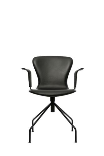 Bruunmunch PLAYChair Swing Fully Upholstered w. Armrest SH: 45 cm - Black/Black Hero Leather