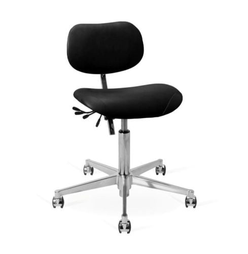 Vermund VL66 Kontorstol SH: 44-64 cm - Krom/Sort Læder