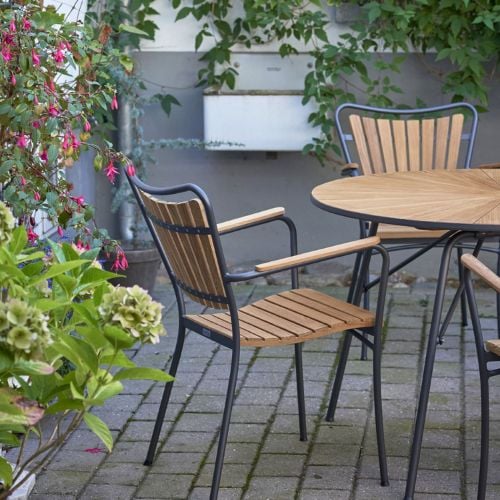 Mandalay Marguerit Gartentisch Ø: 110 cm - Teak/Anthrazit