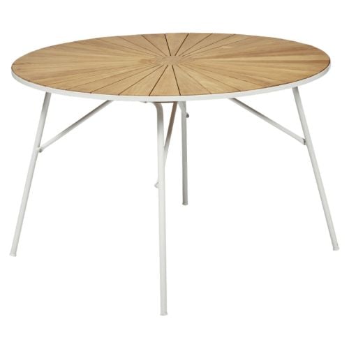 Mandalay Marguerit Havebord Ø: 110 cm - Teak/Hvid