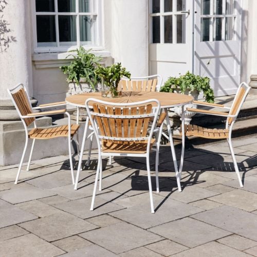 Mandalay Marguerit Gartentisch Ø: 110 cm - Teak/Weiß