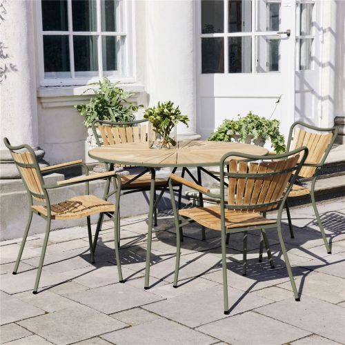Mandalay Marguerit Gartentisch Ø: 110 cm - Teak/Olivegrün