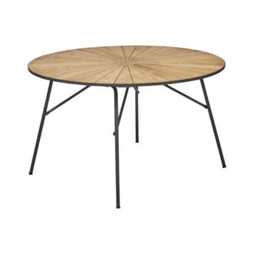 Mandalay Marguerit Café-Tisch Ø120 cm - Anthrazit/Teak