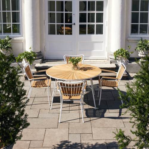 Mandalay Marguerit Gartentisch Ø: 120 cm - Teak/Weiß
