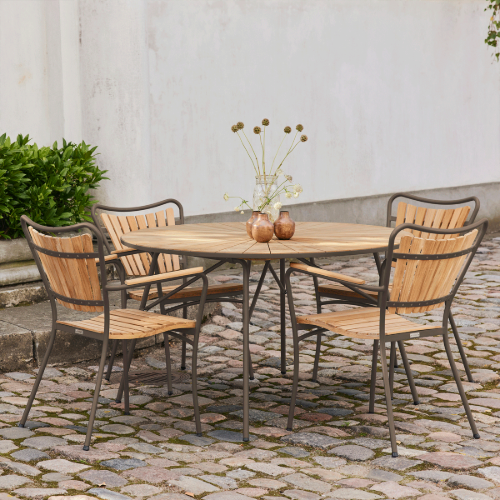 Mandalay Marguerit Gartentisch Ø: 120 cm - Teak/Mocca