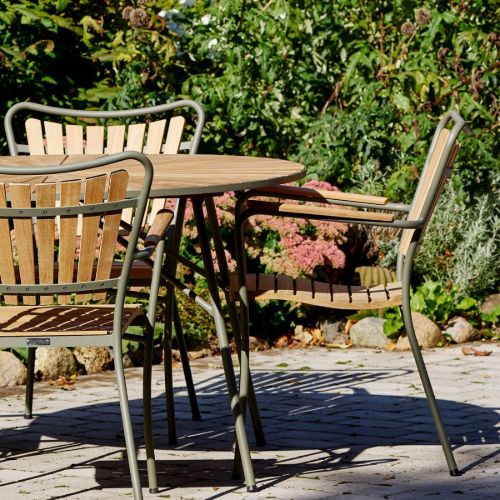 Mandalay Marguerite Gartentisch Ø: 120 cm - Teak/Olivgrün