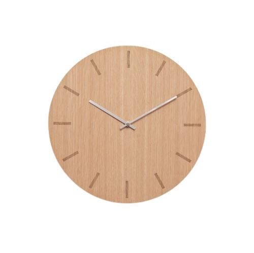 Hemverk Vægur Ø: 38 cm – Light Oak/Silver