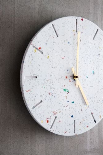 Hemverk RECY Wanduhr Ø: 25 cm – Weiß/Gold