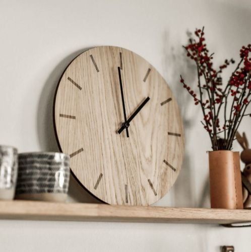 Hemverk Wanduhr Ø: 28 cm – Eiche hell/Schwarz