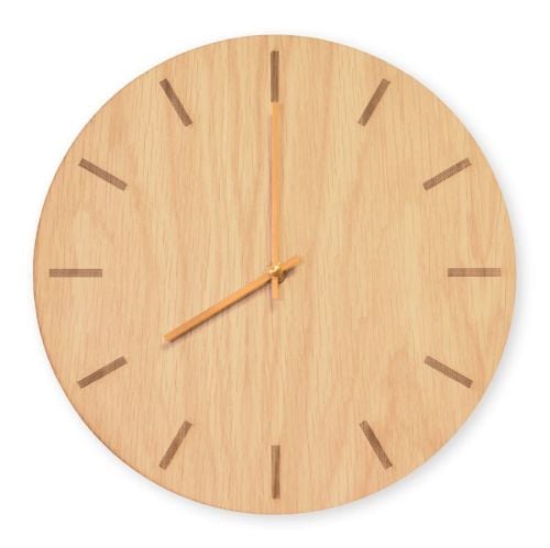 Hemverk Vægur Ø: 38 cm – Light Oak/Gold