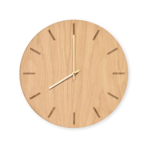 Hemverk Vægur Ø: 28 cm – Light Oak/Silver