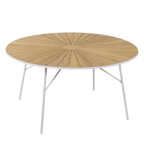 Mandalay Marguerit Havebord Ø: 140 cm - Teak/Hvid