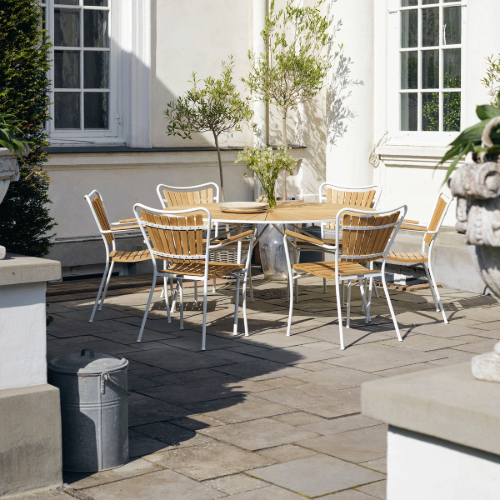 Mandalay Marguerit Gartentisch Ø: 140 cm - Teak/Weiß