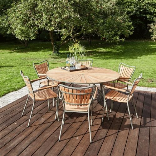 Mandalay Marguerit Gartentisch Ø: 140 cm - Teak/Olivgrün
