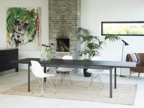 Rübner Esstisch/Arbeitstisch 240x100 cm - Schwarzes Linoleum/Stahl