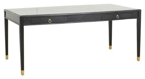 Nordal EMS Schreibtisch mit 2 Schubladen 179x90 cm - Schwarzes Holz
