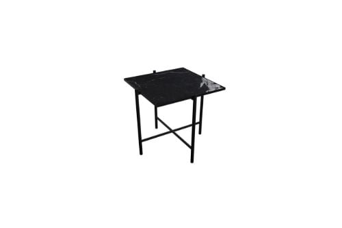 HANDVÄRK FURNITURE Beistelltisch L: 50 T: 50 H: 47 cm – Schwarz massiv / Schwarzer Marmor OUTLET