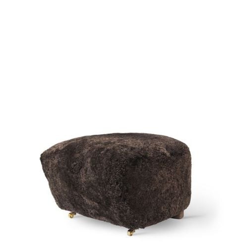 Audo Copenhagen Den Trætte Mand Fodskammel H: 36 cm - Lammeskind Espresso/Smoked Oak