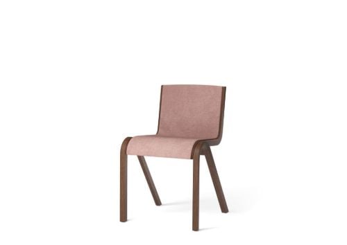 Audo Copenhagen Ready Esszimmerstuhl, vorne gepolstert, SH: 48 cm – Rot gebeizt/Leinwand 356