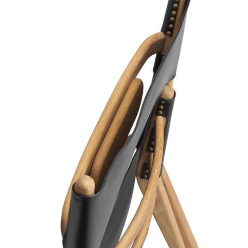 Audo Copenhagen Saxe Chair SH: 37 cm - Naturolieret Eg/Sort Læder OUTLET