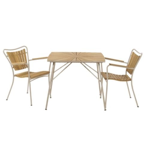 Mandalay Marguerit Havemøbelsæt Bådformet Bord L: 83 cm Inkl. 2 Stk. Havestole - Teak/Taupe