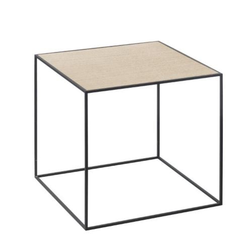 Audo Twin 35 Tisch 35x35 cm – Schwarzer Rahmen/Weiß/Eiche 