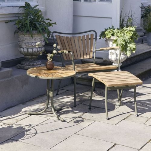 Mandalay Marguerit Loungesessel H: 80 cm - Teak/Olivgrün