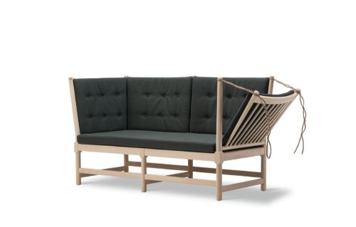 Fredericia Furniture 1789 2-Personen-Lattenrostsofa Rechts L: 160 cm - Seifenbehandelte Buche/Steelcut Quartett 994