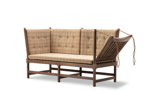 Fredericia Furniture 1789 2 Pers. Lattenrostsofa Rechts L: 160 cm - Kastanienbraune Buche/Steelcut Beat 0335