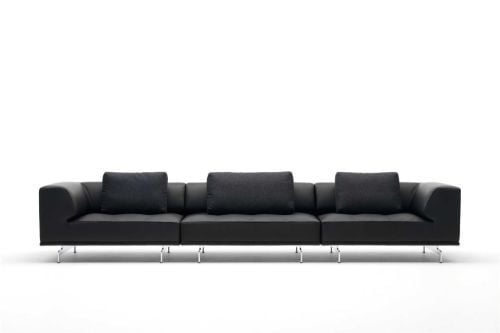 Fredericia Furniture 450 Delphi 4 Pers. Sofa L: 360 cm - Sort Cava Læder/Aluminium