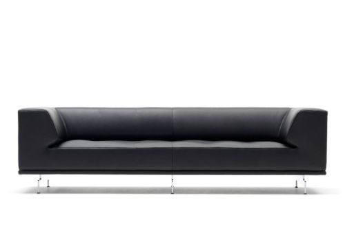 Fredericia Furniture 4511 Delphi 3 Pers. Sofa L: 240 cm - Sort Læder/Aluminium - kampagne