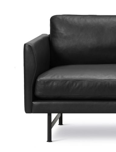 Fredericia Furniture 5652 Calmo 2 Pers. Sofa 95 L: 200 cm – Schwarzes Primo-Leder/Schwarz lackierter Rahmen