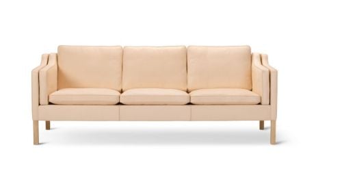 Fredericia Furniture 2213 Mogensen 3 Pers. Sofa L: 221 cm - Vegeta 90 Læder/Olieret Eg