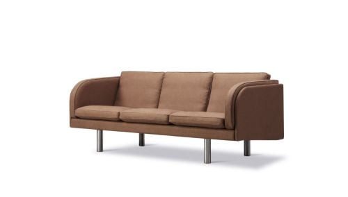 Fredericia Furniture JG Sofa 3 Personen L: 202 cm – Edelstahl – Gebürstet / Grand Linen 4803
