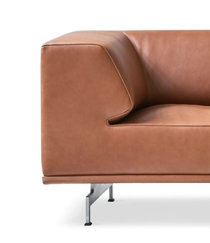 Fredericia Furniture 4511 Delphi 3-Personen-Sofa L: 240 cm – Cognac 370/Gebürstetes Aluminium